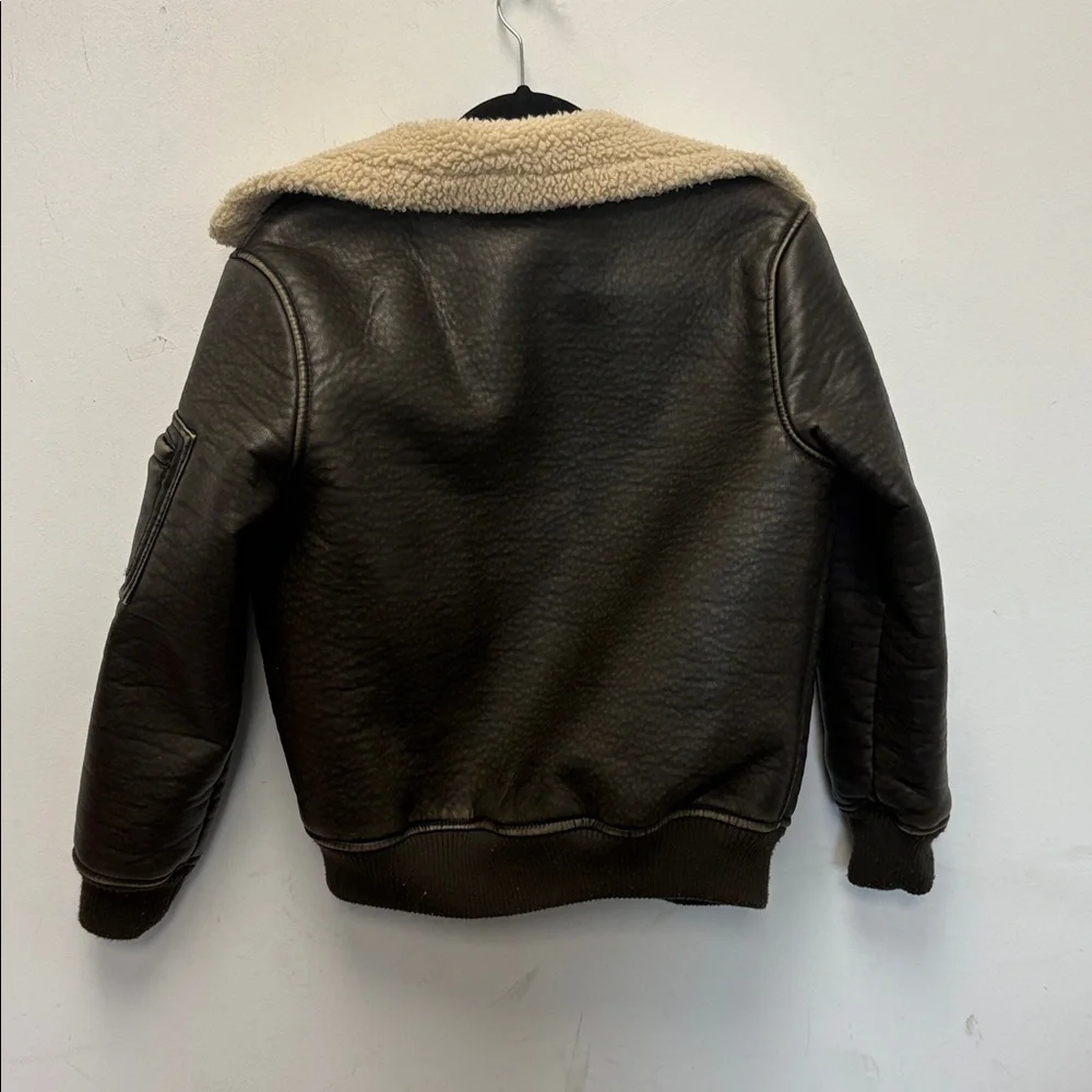 Zara Boys Aviator Bomber Jacket with Cream Fleece